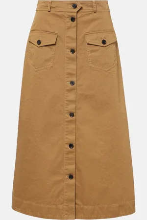 Saint Laurent Cotton serge midi skirt