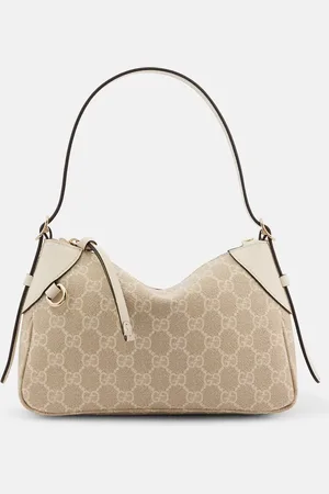 Gucci GG Emblem Small leather-trimmed shoulder bag