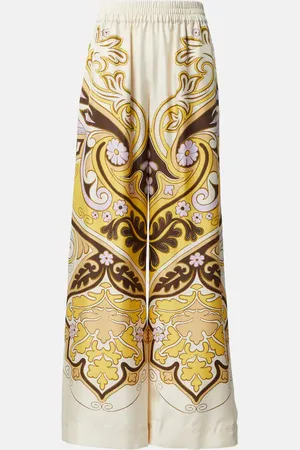 La DoubleJ Spells PlacÃ©e printed silk twill palazzo pants