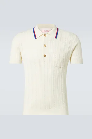 VALENTINO Cable-knit cotton polo sweater