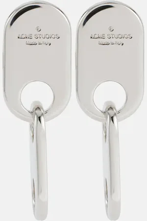 Acne Studios Chain Lock logo drop earrings