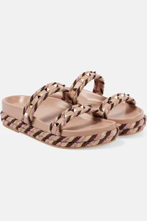 VALENTINO GARAVANI Rockstud Torchon leather-trimmed sandals