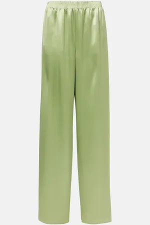 VALENTINO High-rise silk duchess wide-leg pants