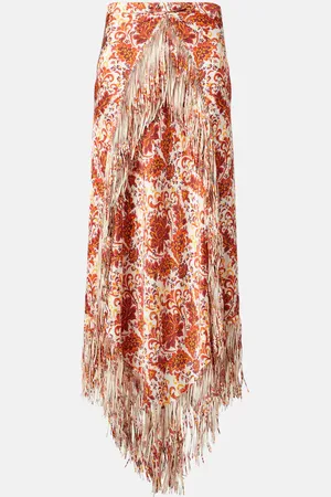 Paco rabanne Fringed printed maxi skirt