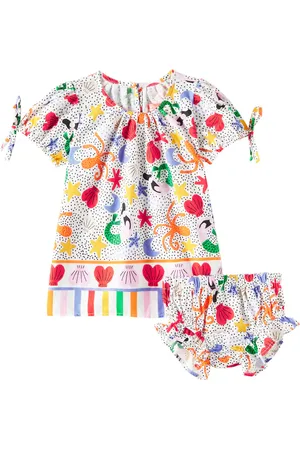 FÁBULA FÃ¡bula Baby printed cotton dress and bloomers set