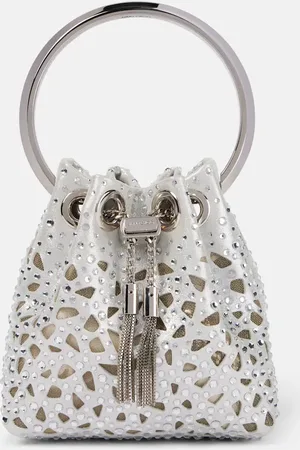 Jimmy Choo Bon Bon Micro laser-cut satin bucket bag