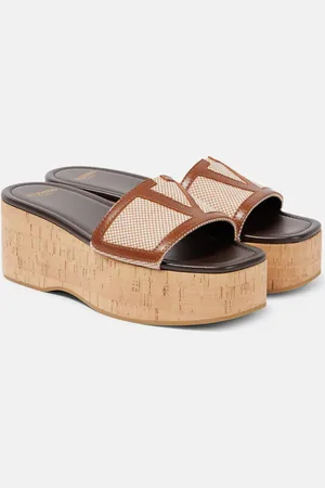 VALENTINO GARAVANI Viva Superstar leather-trimmed canvas slides