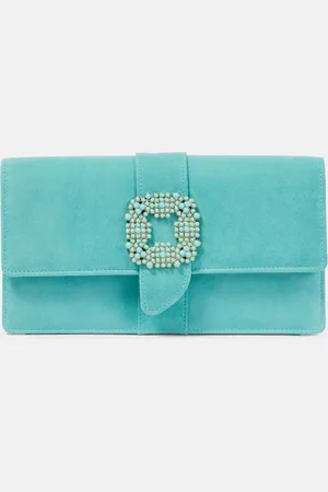 Manolo Blahnik Capri embellished suede clutch