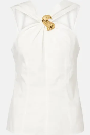 JACQUES WEI Embellished cotton-blend top
