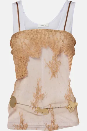 JACQUES WEI Layered jersey and lace top