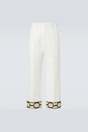 VALENTINO Jacquard cotton and linen wide-leg pants