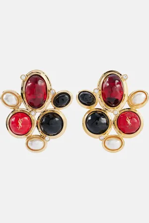 Saint Laurent Cassandre embellished clip-on earrings