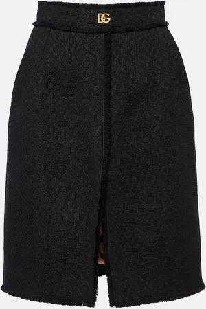 Dolce & Gabbana DG wool-blend tweed midi skirt