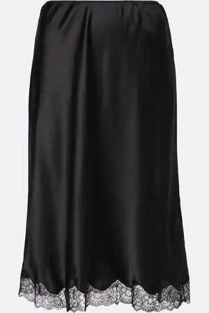The Row Irene lace-trimmed silk charmeuse slip skirt