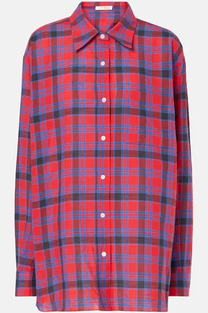 The Row Nesson plaid cotton voile shirt