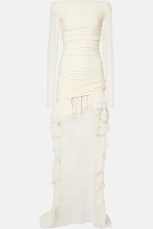 BLUMARINE Ruffled jersey and georgette minidress