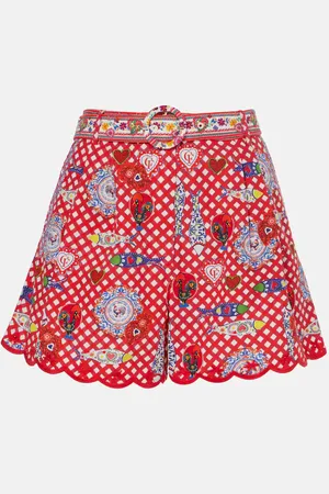 Camilla Printed scalloped cotton shorts