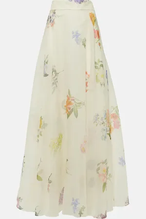 ZIMMERMANN Natura floral linen and silk organza maxi skirt