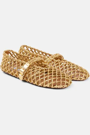 Alaïa AlaÃ¯a Fishnet leather ballet flats