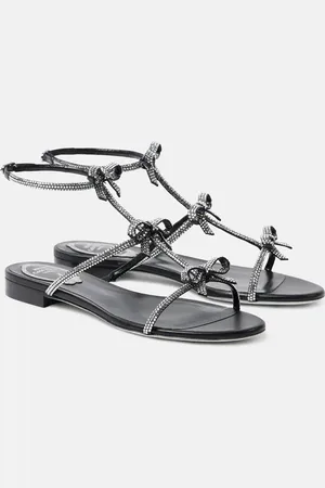 RENE CAOVILLA Caterina bow-detail embellished leather sandals