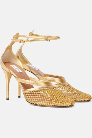 Alaïa AlaÃ¯a Infradito Fishnet 90 leather pumps