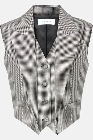 Alexander McQueen Houndstooth wool and mohair vest