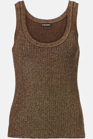 Tom Ford Ribbed-knit lamÃ© tank top