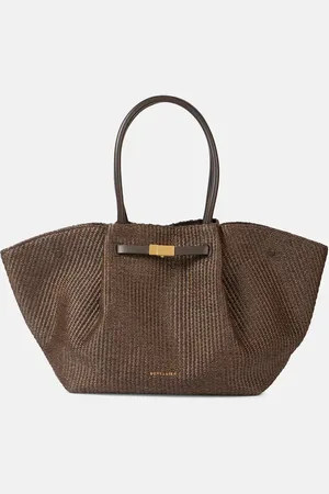 DeMellier New York leather-trimmed raffia tote bag