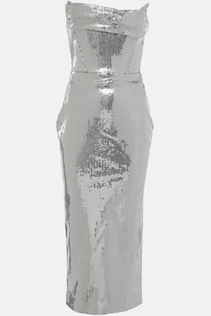 ALEX PERRY Sequined corset midi dress