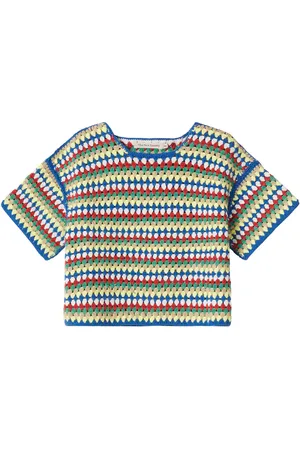 The New Society Serifos striped crochet cotton top