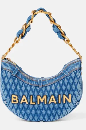 Balmain 1945 Moon quilted denim shoulder bag