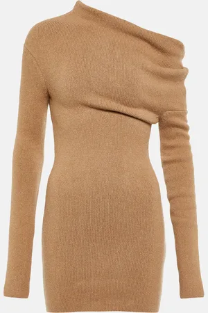 Salvatore Ferragamo Cashmere-blend one-shoulder mini dress