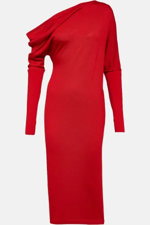 Tom Ford Off-shoulder cashmere and silk midi dress