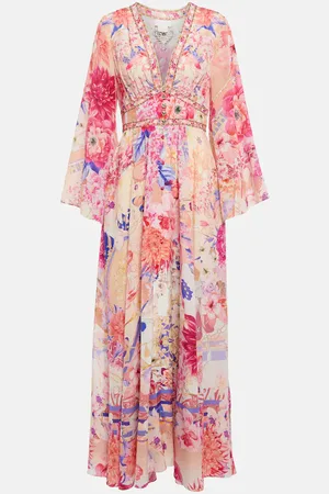Camilla Floral shirred silk maxi dress