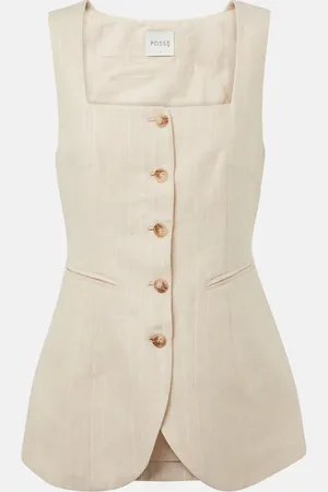 POSSE Lucille pinstripe linen vest