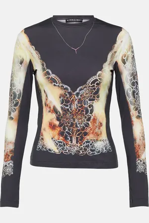 Y / PROJECT Printed lace-detail top