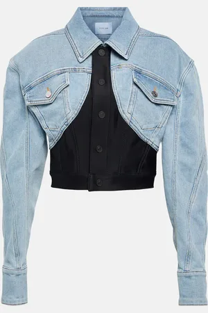 MUGLER Denim-paneled cropped jacket