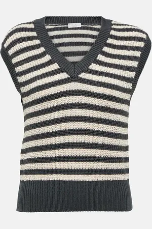 Brunello Cucinelli Embellished cotton knit vest