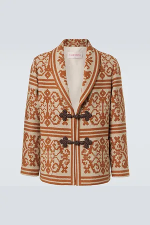 VALENTINO Cotton and linen jacquard cardigan