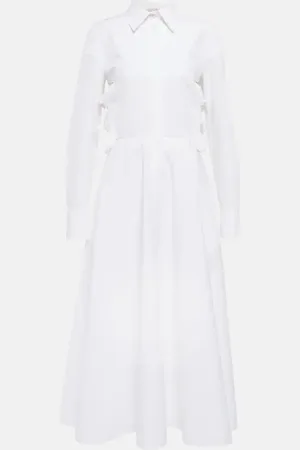 VALENTINO Bow-embellished cotton shirt dress