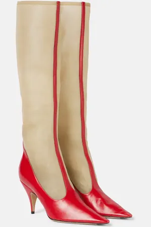The Row Mesh and leather knee-high boots