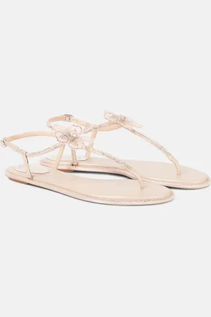 RENE CAOVILLA Embellished satin thong sandals