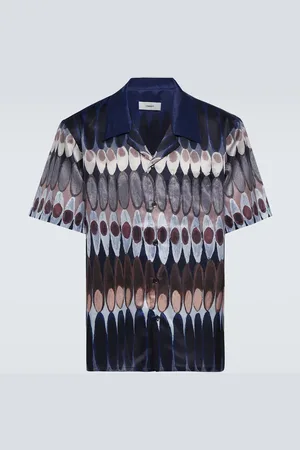 COMMAS Printed silk and cotton bowling shirt
