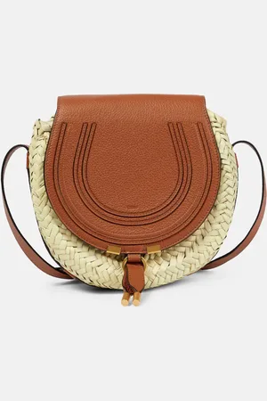 Chloé ChloÃ© Marcie leather-trimmed raffia shoulder bag