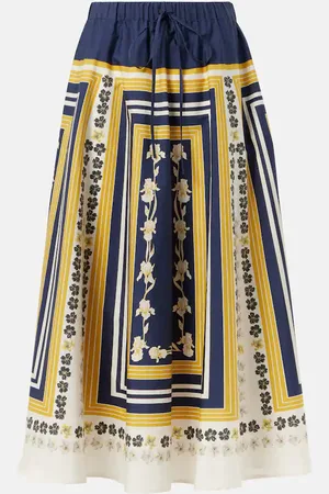 La DoubleJ Printed cotton poplin midi skirt