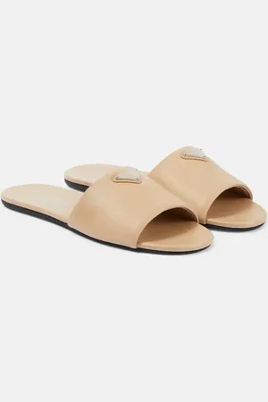 Prada Logo leather slides