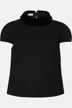 Prada Shearling-trimmed wool top