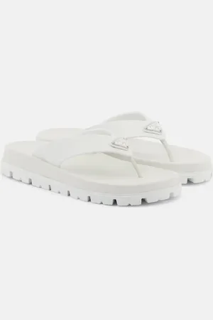 Prada Leather-trimmed thong sandals