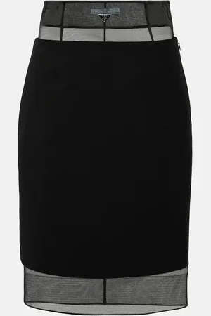 Prada Crinoline and virgin wool midi skirt