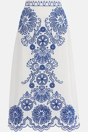 Farm Rio Printed cotton midi skirt